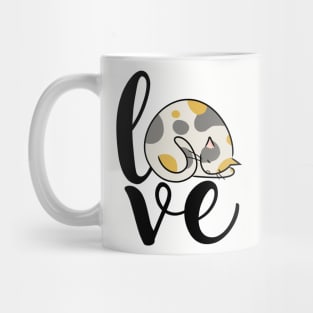 Love with Sleeping Calico Cat Mug